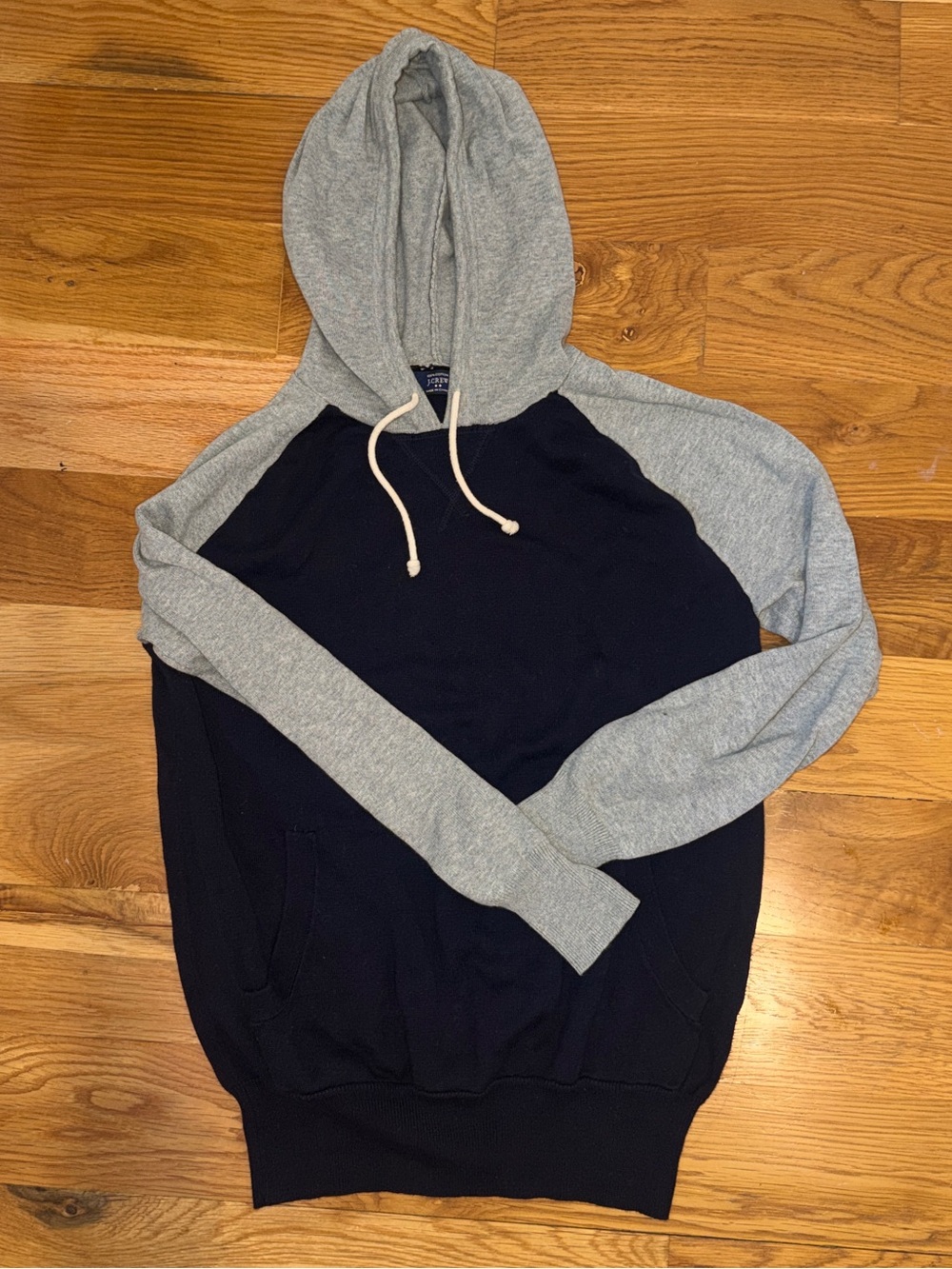 J. Crew Two-Tone Hooded Cotton Sweater